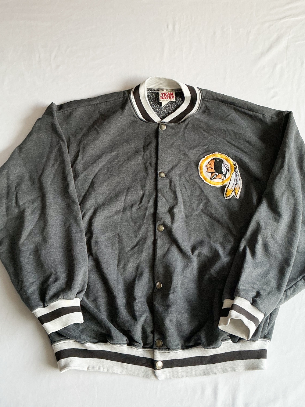 Vintage Washington Redskins NFL Football Gray Snap Letter Jacket Size XL Youth